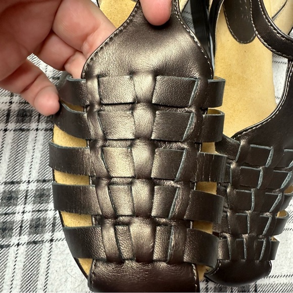 Softspots Bronze Leather Higby 1’ Lightweight Pillow Top Platform Sandal NIB 10W - Picture 4 of 14